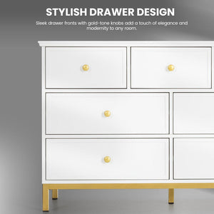 Pamapic 7-Drawer Dresser TV Stand, White