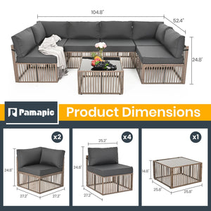 Axis 104.8" Modern Outdoor Sectional Set, 7-Piece