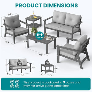 Corex HDPE Outdoor Sectional Sofa, 6-Piece