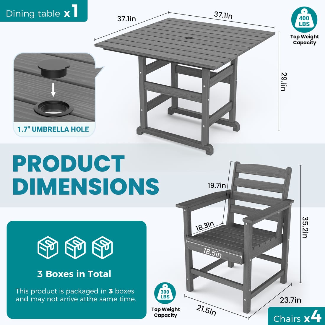 Corex HDPE Classic Dining Set,5-Piece