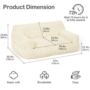Pamapic 2-Seater Faux Fur Big Bean Bag Chair for Adult