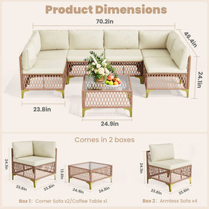 Axis 70.2" Boho Outdoor Sectional Set, 7-Piece