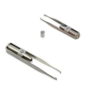 Professional Stainless Steel LED Hair Removal Lightweight Eyebrow Tweezers Makeup Tool With Battery