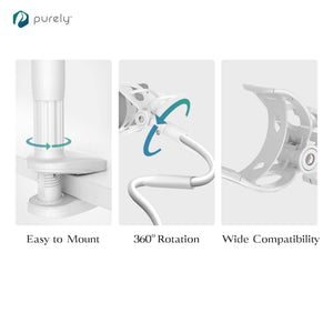 Purely Gooseneck Phone Holder - Flexible Arm Cell Phone Stand for Desk