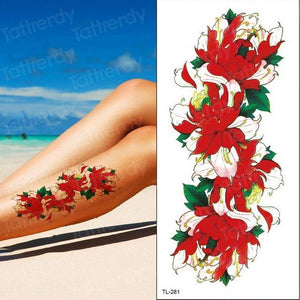 Purple 3D Flower Tattoos Waterproof Luxury Tattoo Rose Lotus Flower Body Art Fashion Stickers For Womens