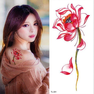 Purple 3D Flower Tattoos Waterproof Luxury Tattoo Rose Lotus Flower Body Art Fashion Stickers For Womens