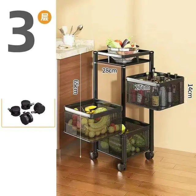 Stackable Metal Rotating Basket Rack with Wheels