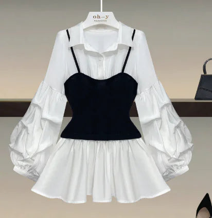 Fake Two-Piece Shirt Top (Single Piece)