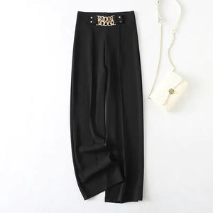 Elegant High-Waist Stretchy Wide-Leg Pants for Women