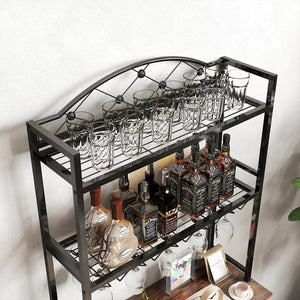 Tall Wine Holder Stand With Wine Glass Holder