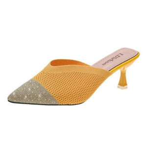 Queen Fashion PU Sandals Knit Women Transparent Sandals Pointed Toe High Heels Party Cross Women High Heel Sandals Transparent Pointed Toe Luxury Dress Outdoor Sandals
