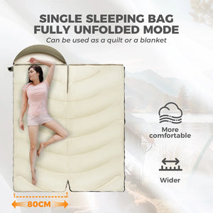 Cotton Envelope Portable Backpacking Sleeping Bag for Outdoor Camping with Compression Sack