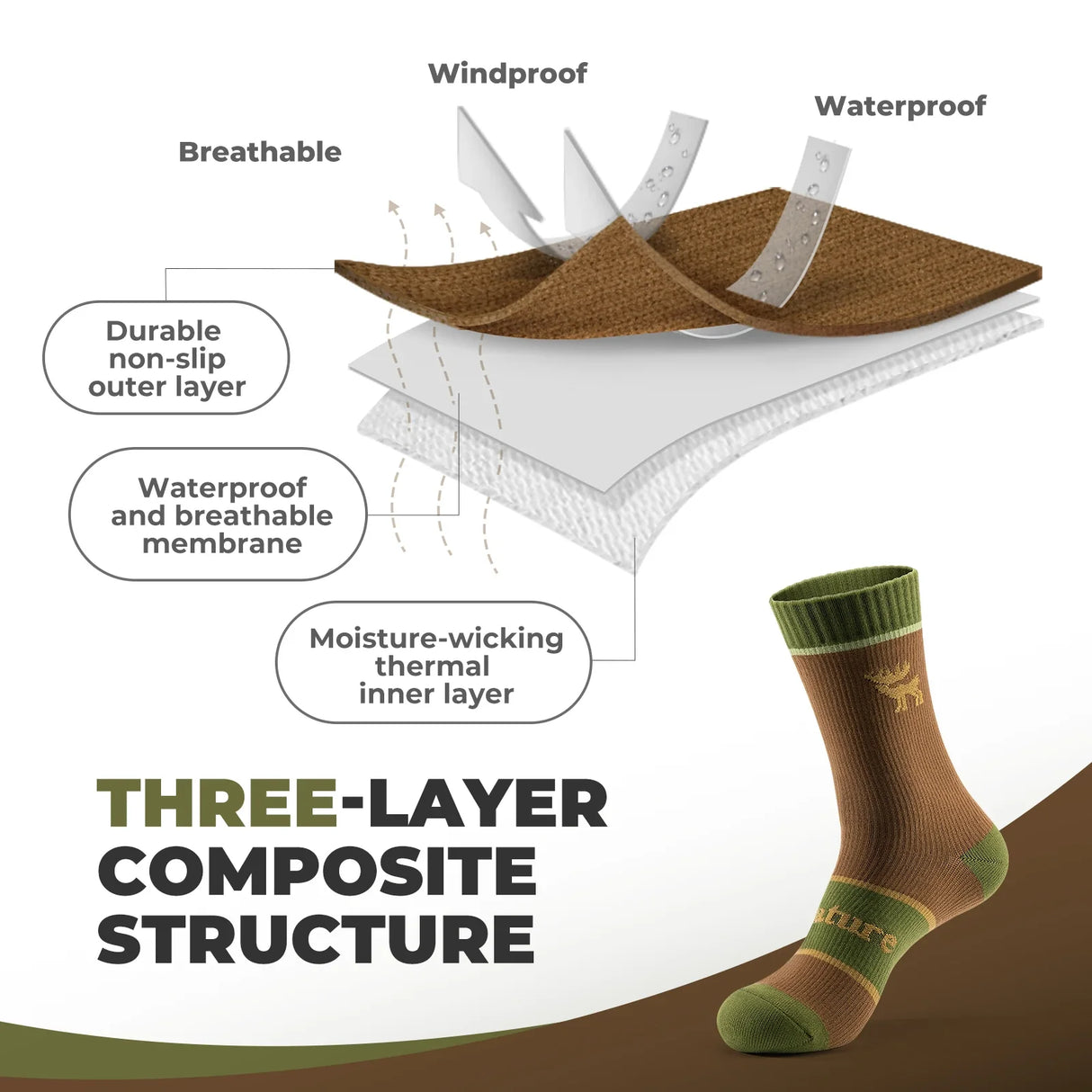 Four-Season Waterproof Socks Breathable for Outdoor Sports