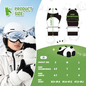 Panda Ski Gloves, Secure Grip & Warmth for Families