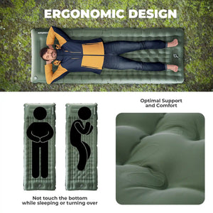 Ultra-Light Inflatable Sleeping Pad with Built-in Pillow for Outdoor Camping