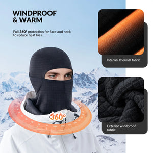 Waffle Grid Hooded Mask with Full-Face Cold Protection & Comfort Fit