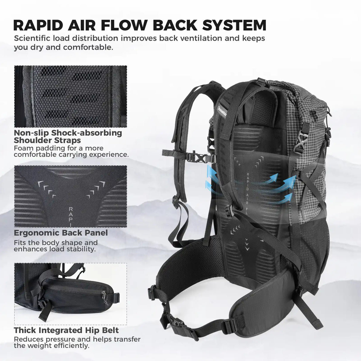 Large-capacity Hiking Backpack, Outdoor Lightweight & Waterproof Daypack, 30-35L
