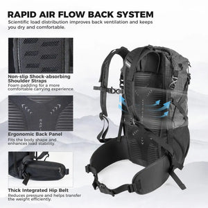 Large-capacity Hiking Backpack, Outdoor Lightweight & Waterproof Daypack, 30-35L
