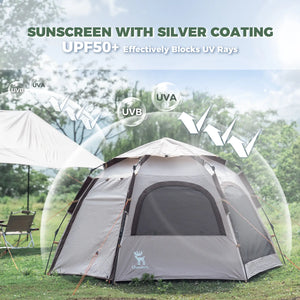 Quick Setup Hexagonal Tent UPF50+ Waterproof Lightweight
