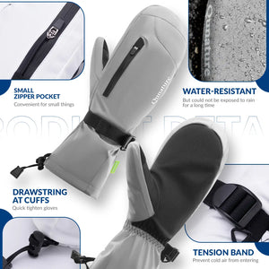 Windproof Full-Palm Ski Gloves with Touchscreen Grip