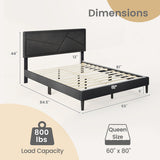 Twin/Full/Queen Size Upholstered Platform Bed Frame with High Headboard-Queen Size