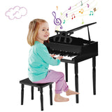 30-Key Wood Toy Kids Grand Piano with Bench & Music Rack-Black