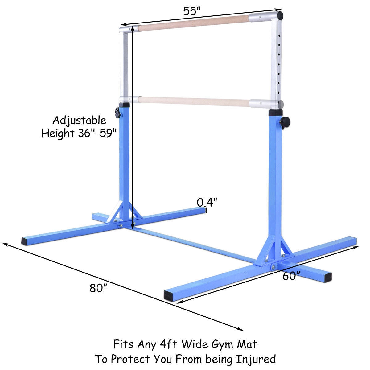 Adjustable Gymnastics Horizontal Bar for Kids-Blue