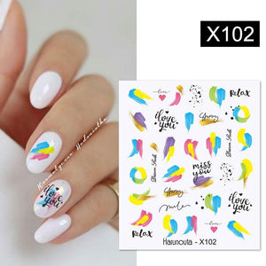 Rainbow Wave Love Heart Pattern Water Decals Stickers Butterfly Dragon Geometry Slider For Nails Art Decoration Tip Water Transfer Nail Decals Sticker For Pretty Girl Self-Adhesive Nail Decals Designer Nail Stickers for Acrylic