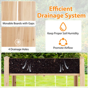 Raised Garden Bed with Trellis Wooden Elevated Planter Box with Legs-Natural