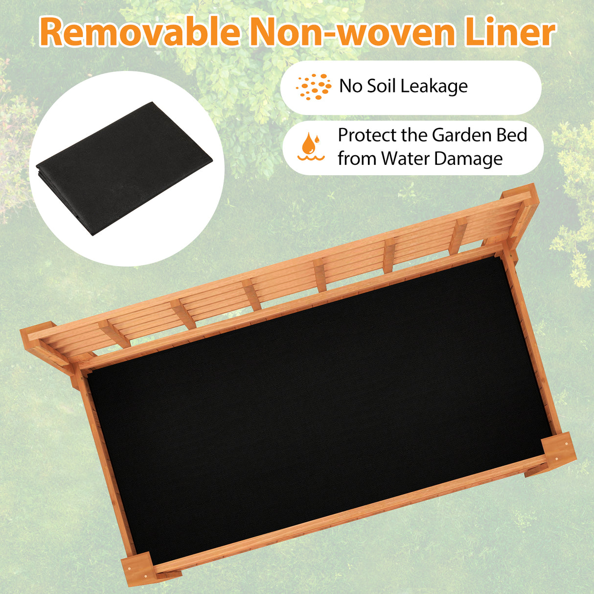 Raised Garden Bed with Trellis Wooden Elevated Planter Box with Legs-Orange