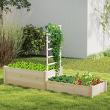 Raised Garden Bed with Trellis 87 Inch Wooden Elevated Planter with 2 Planter Boxes-Natural
