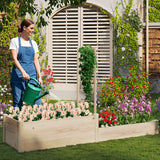 Raised Garden Bed with Trellis 87 Inch Wooden Elevated Planter with 2 Planter Boxes-Natural