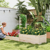 Raised Garden Bed with Trellis 87 Inch Wooden Elevated Planter with 2 Planter Boxes-Natural