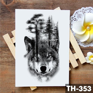 Realistic 3D Wolf Moon Temporary Tattoo Sticker Waterproof Stylish Body New Luxury Animal Tattoo For Men Women