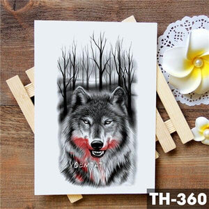 Realistic 3D Wolf Moon Temporary Tattoo Sticker Waterproof Stylish Body New Luxury Animal Tattoo For Men Women