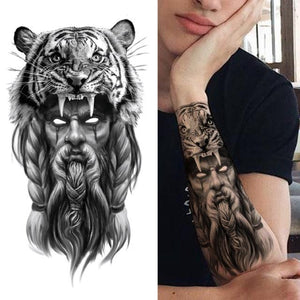 Realistic Full Arm Temporary Tattoos Sleeve Fake Tatoos Warrior Lion Tiger Flower Waterproof Tattoo Stickers For Womens Mens