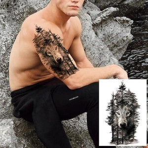 Realistic Lion Temporary Tattoo Black Warrior Sticker Waterproof Luxury Tattoo For Men Women
