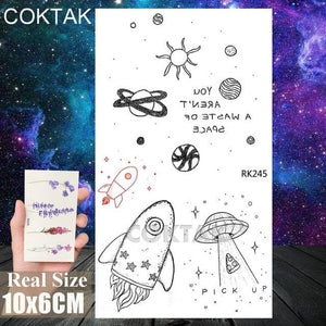 Realistic Small Planets Temporary Tattoos Arm Waterpoof Black Sticker Space Planets For Girls And Boys