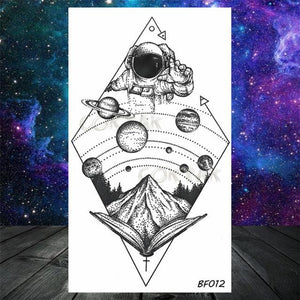 Realistic Small Planets Temporary Tattoos Arm Waterpoof Black Sticker Space Planets For Girls And Boys