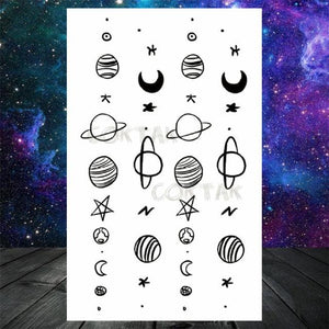 Realistic Small Planets Temporary Tattoos Arm Waterpoof Black Sticker Space Planets For Girls And Boys