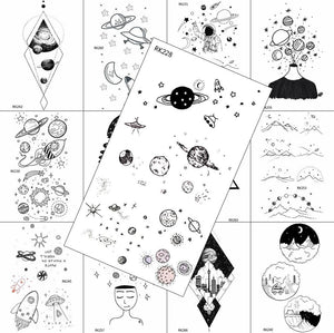 Realistic Small Planets Temporary Tattoos Arm Waterpoof Black Sticker Space Planets For Girls And Boys