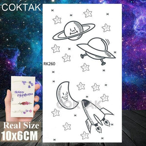 Realistic Small Planets Temporary Tattoos Arm Waterpoof Black Sticker Space Planets For Girls And Boys