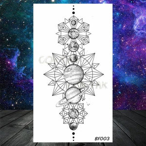 Realistic Small Planets Temporary Tattoos Arm Waterpoof Black Sticker Space Planets For Girls And Boys