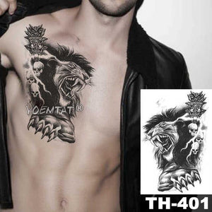 Realistic Temporary Lion Wolf Sticker Tattoo Waterproof  Elegant Body Arm Warrior Tattoo For Mens