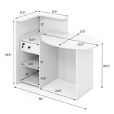 Reception Office Desk with Open Shelf and Lockable Drawer-White