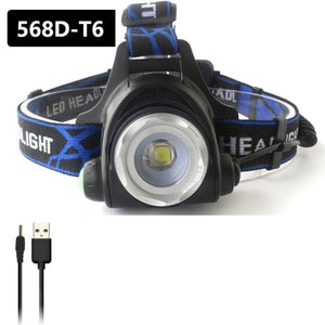Rechargeable Adjustable 10000LM Led Headlamp Micro USB Charger Flashlight Head Lamp Portable Light Torch Flashlight For Night Work Camping Hiking  Walking