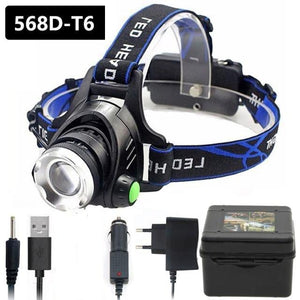 Rechargeable Adjustable 10000LM Led Headlamp Micro USB Charger Flashlight Head Lamp Portable Light Torch Flashlight For Night Work Camping Hiking  Walking