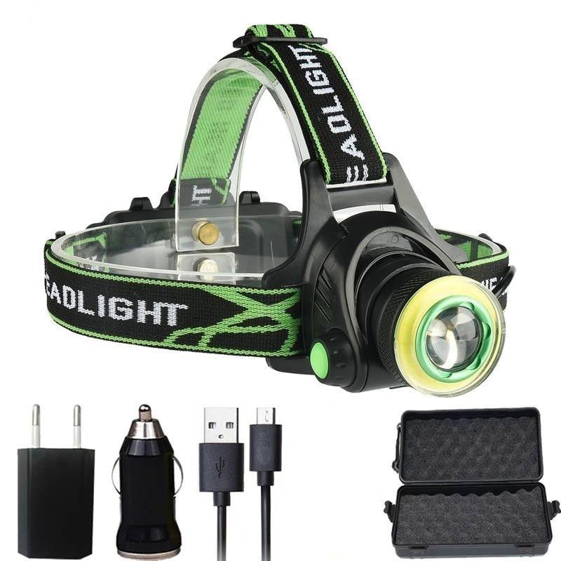 Rechargeable Adjustable 10000LM Led Headlamp Micro USB Charger Flashlight Head Lamp Portable Light Torch Flashlight For Night Work Camping Hiking  Walking