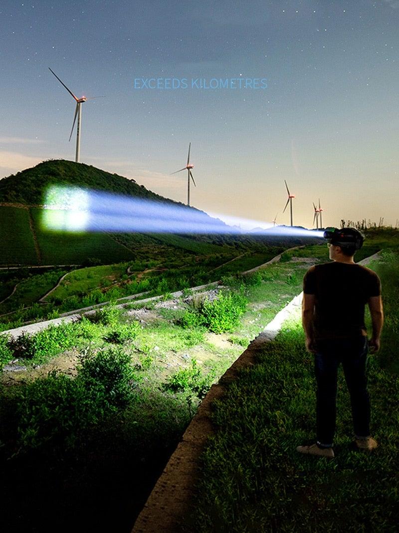 Rechargeable Adjustable Brightest Zoomable Powerful XHP160 LED Headlamp Waterproof Headlight  Power Bank 18650 Battery Headlamps For Hiking Camping Fishing Running