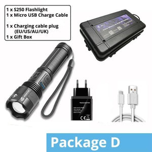 Rechargeable Adjustable Led Flashlights With High Lumen With Battery Display Super Bright Waterproof Flashlight  5 Lighting Modes For Adventure Hiking Camping Hunting New Design